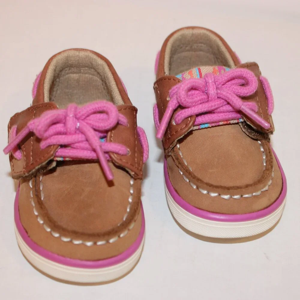 Sperry, Top Sider Boat Shoes, Pink and Tan Size 1, in Original Box